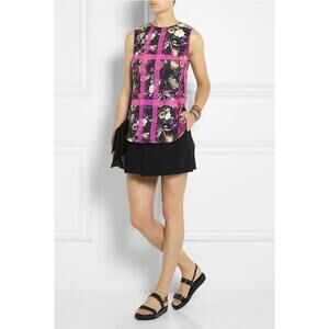 NWT THAKOON ADDITION Top Size 0 Pink Floral Plaid Hi-low Sleeveless Blouse $295.
